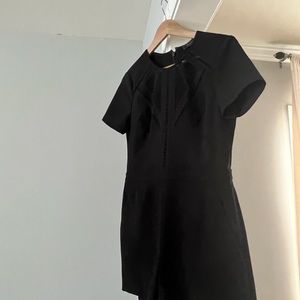 BCBGMAXAZRIA Maree Short Sleeve Embroidered Romper Black 6